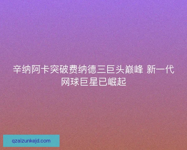辛纳阿卡突破费纳德三巨头巅峰 新一代网球巨星已崛起 辛纳阿卡突破费纳德三巨头巅峰 新一代网球巨星已崛起