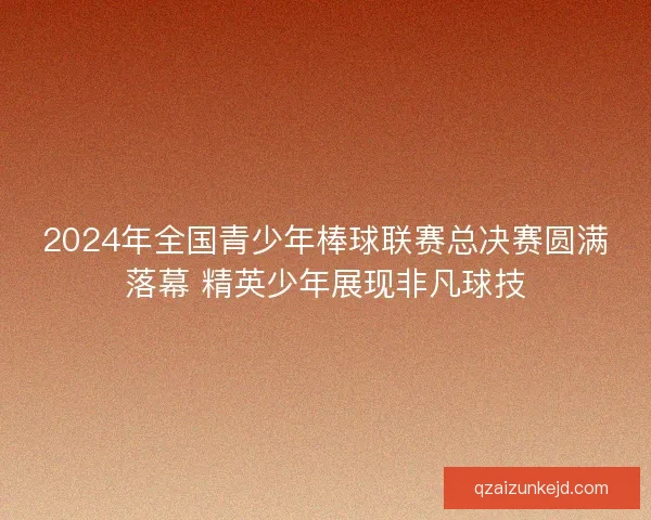2024年全国青少年棒球联赛总决赛圆满落幕 精英少年展现非凡球技
