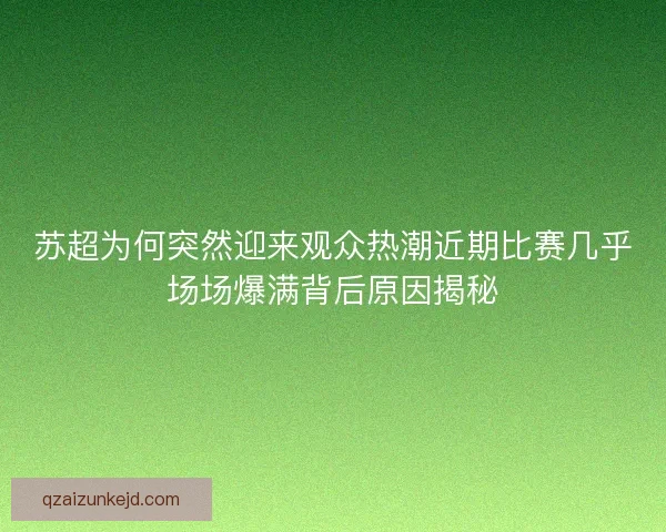 苏超为何突然迎来观众热潮近期比赛几乎场场爆满背后原因揭秘 苏超为何突然迎来观众热潮近期比赛几乎场场爆满背后原因揭秘